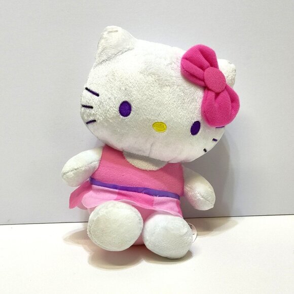 Hello Kitty Plush Stuffed Toy Pink Dress Bow 7" Soft Collectible By Sanrio 2022 - Picture 1 of 4